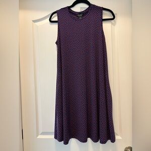 Nicole Miller Purple Polka Dot Sleeveless Swing Dress. Women’s Size S